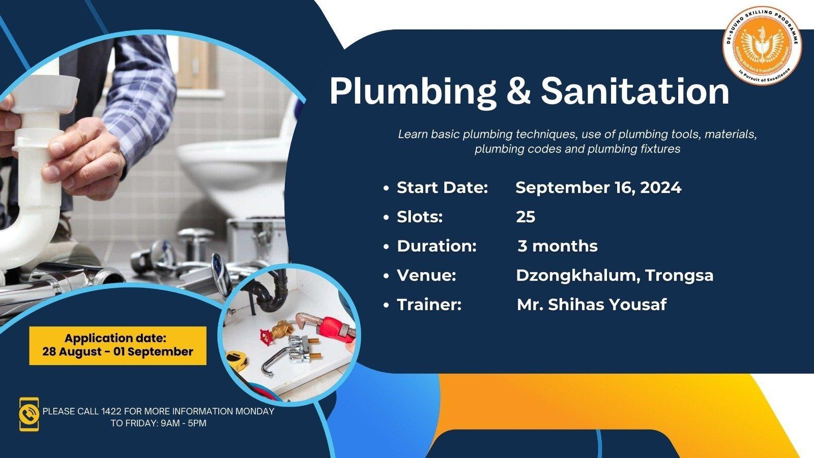 Postponed to 23rd of Sep-Plumbing & Sanitation